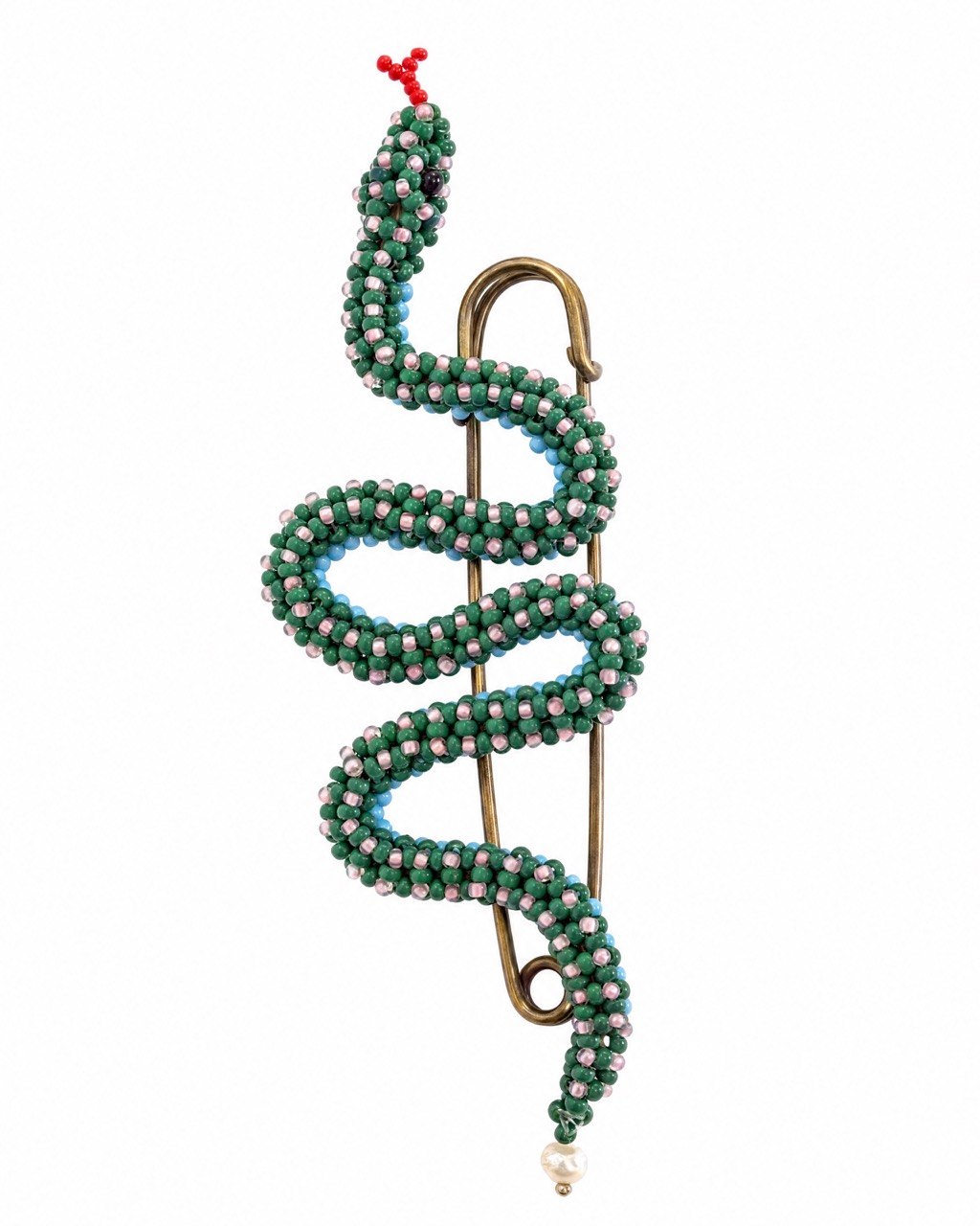Handcrafted Beaded Snake Brooch