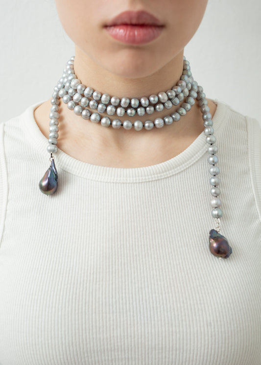 Grey Scarf Necklace