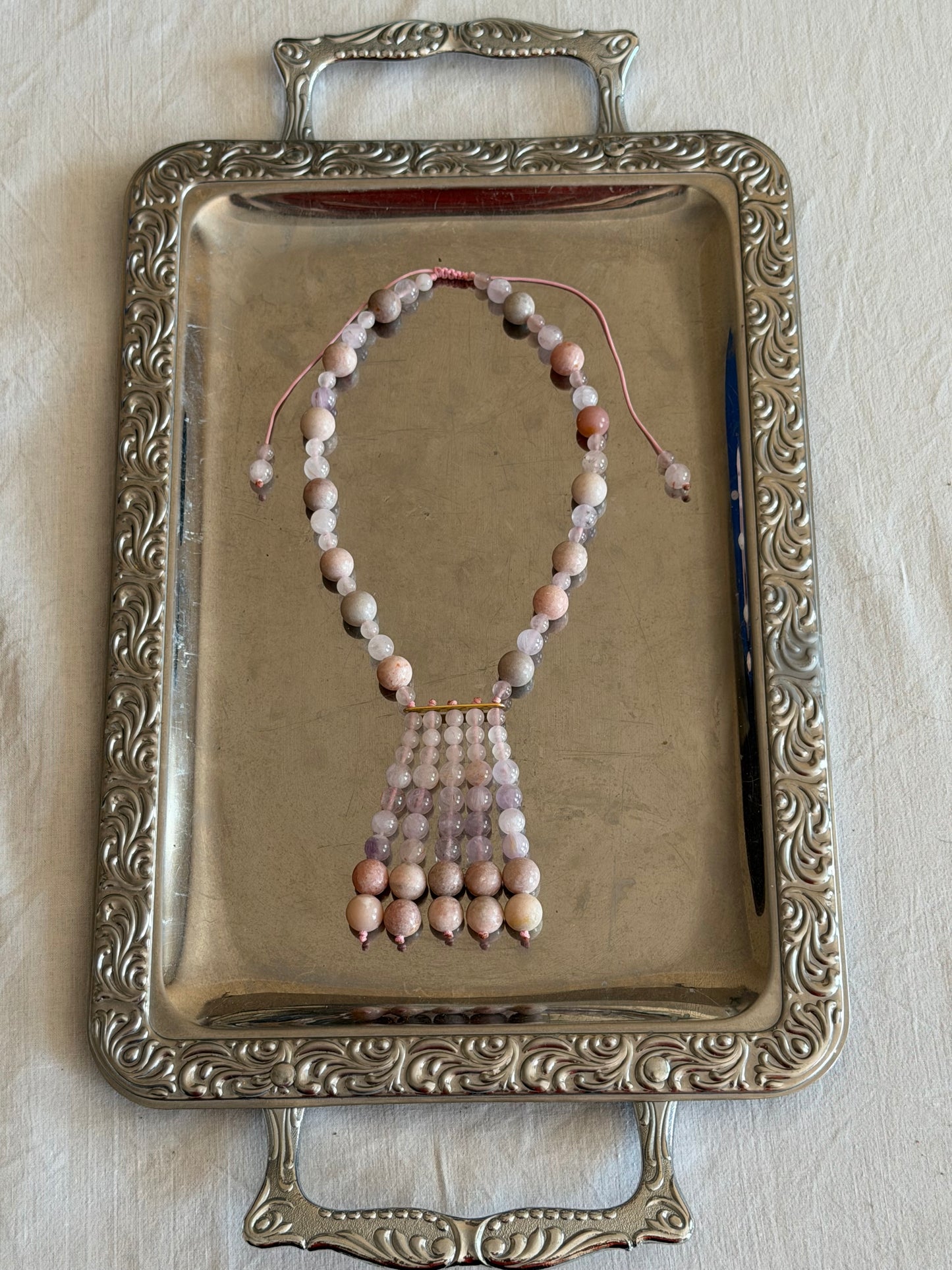 Pink tassel necklace