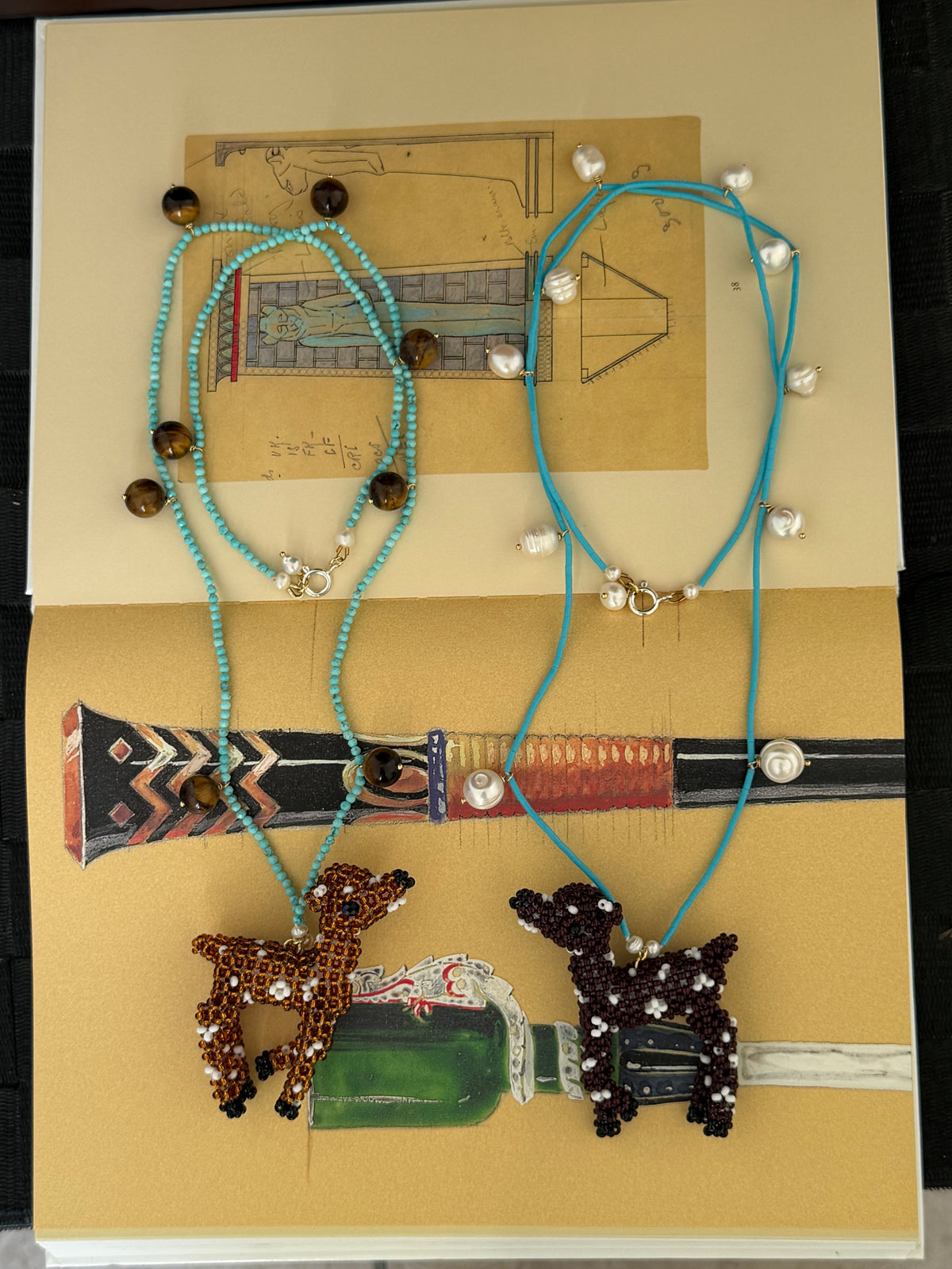 Beaded Bambi Pendant & Turquoise Necklace