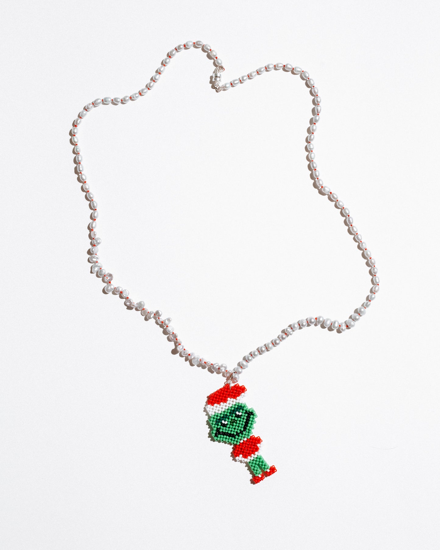 Festive Pearl Grinch Necklace