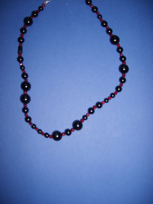 Long black onyx with pomegranate necklace