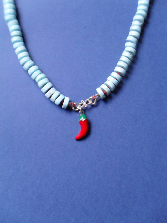 Turquoise Necklace with red pepper