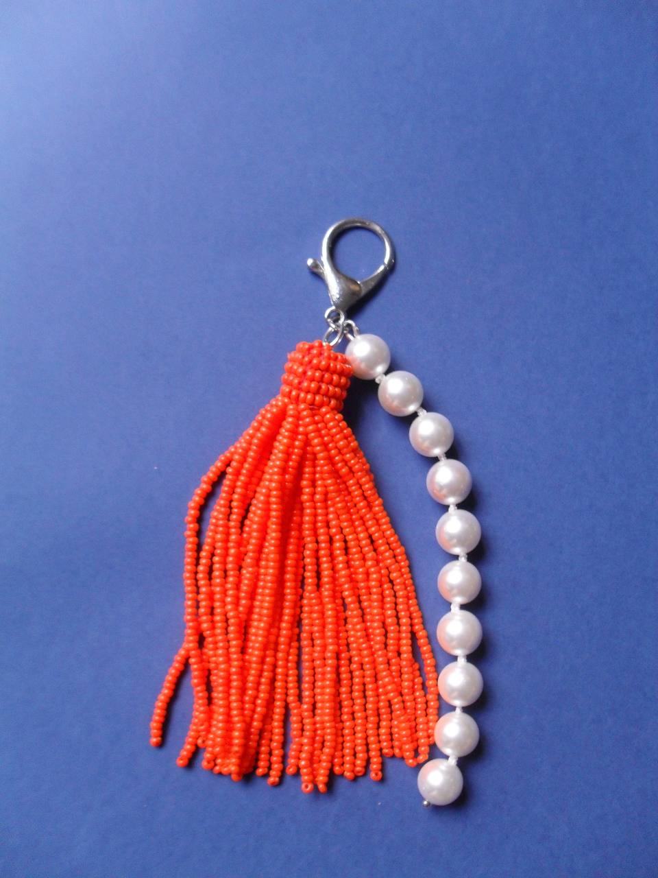Orange beaded tassel Key-Ring