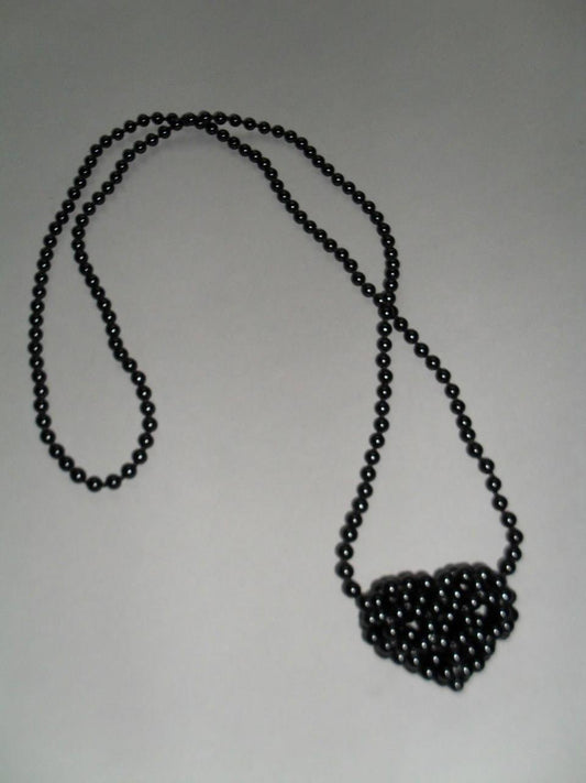 Black onyx crossbody with heart