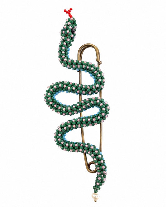 Handcrafted Beaded Snake Brooch