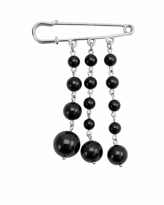 Black Onyx Rosary Pin