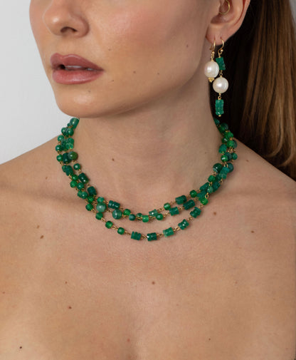 Pearl green agate earrings