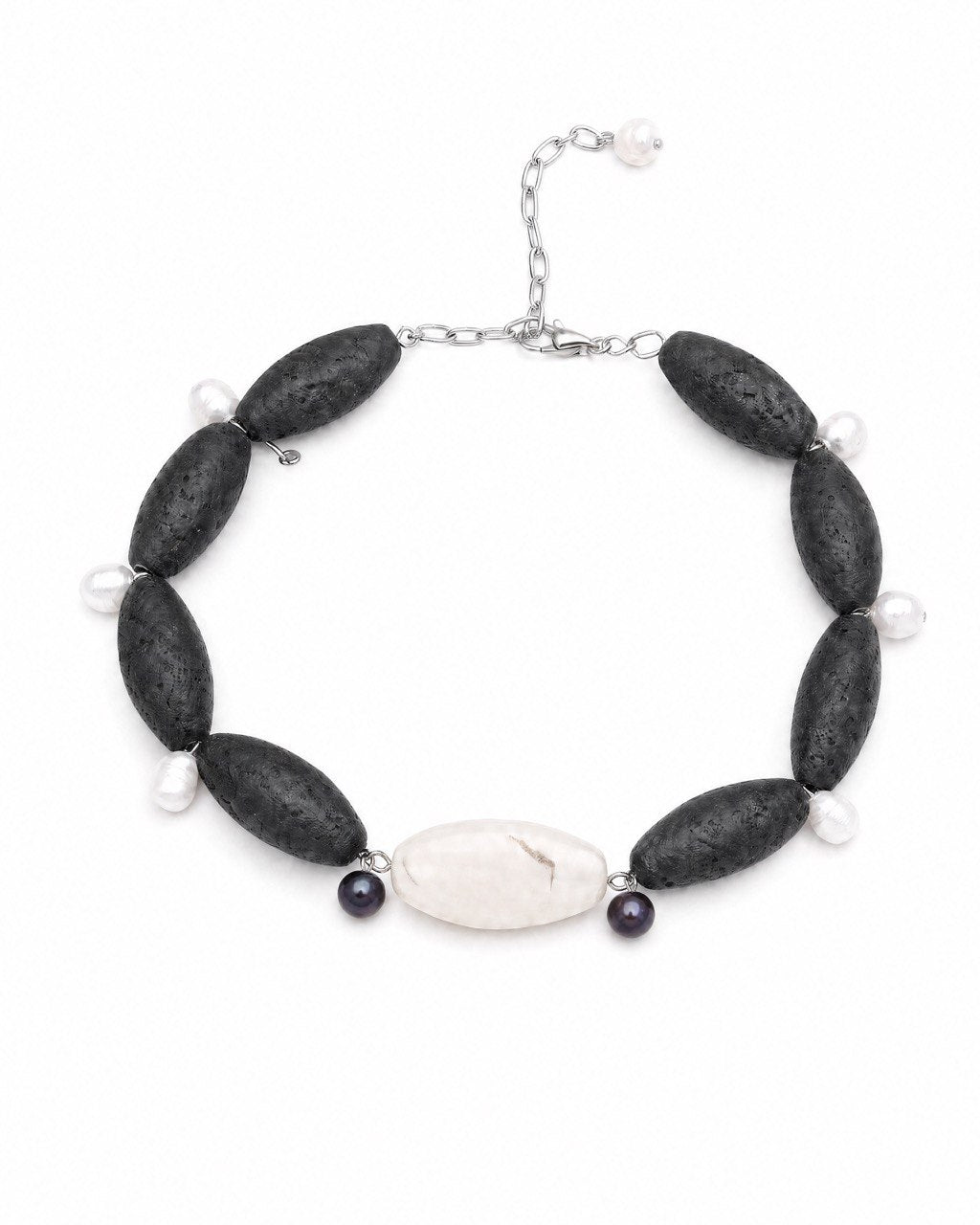 Volcanic Stone & Pearl Choker