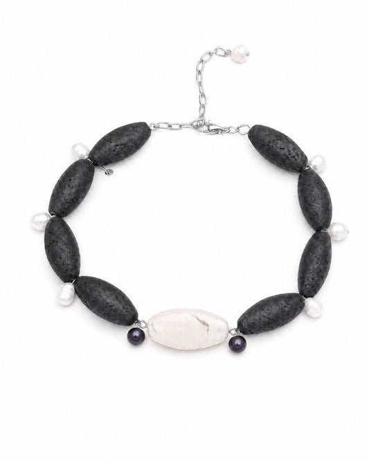Volcanic Stone & Pearl Choker