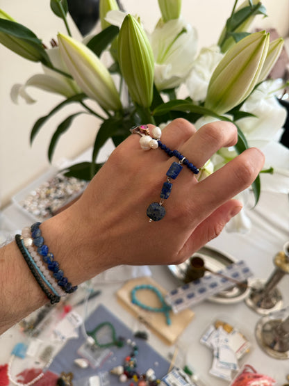 Cosmic Pearl Lapis Ring
