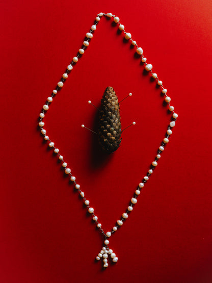 White pearl rosary necklace