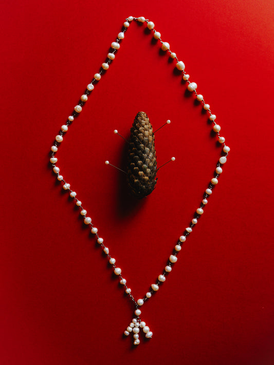 White pearl rosary necklace