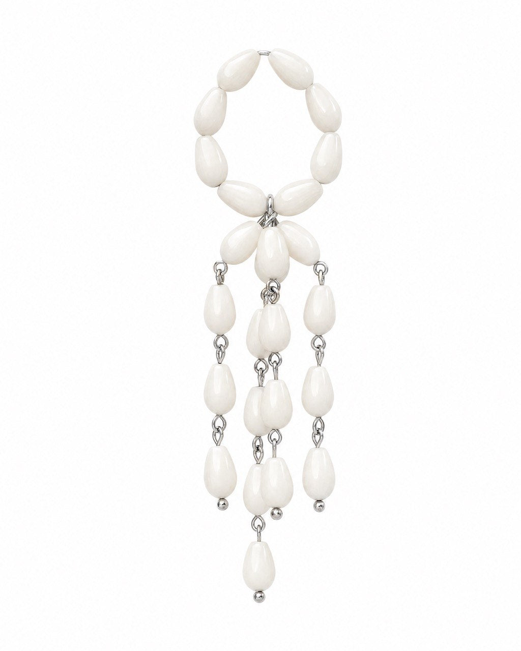 Coral tassel ring white