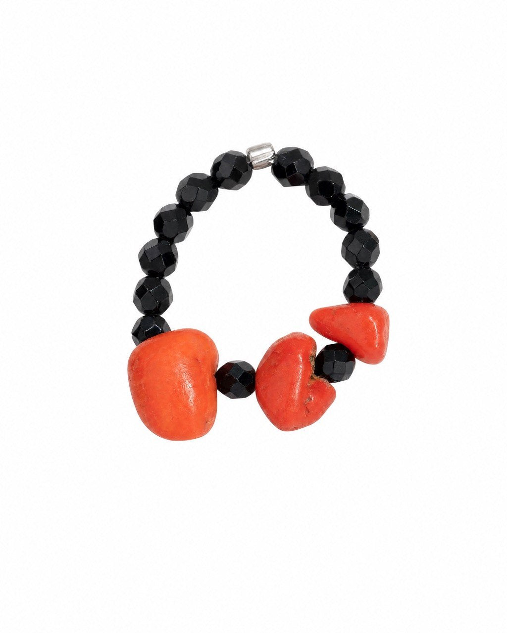 Triple coral black spinel ring