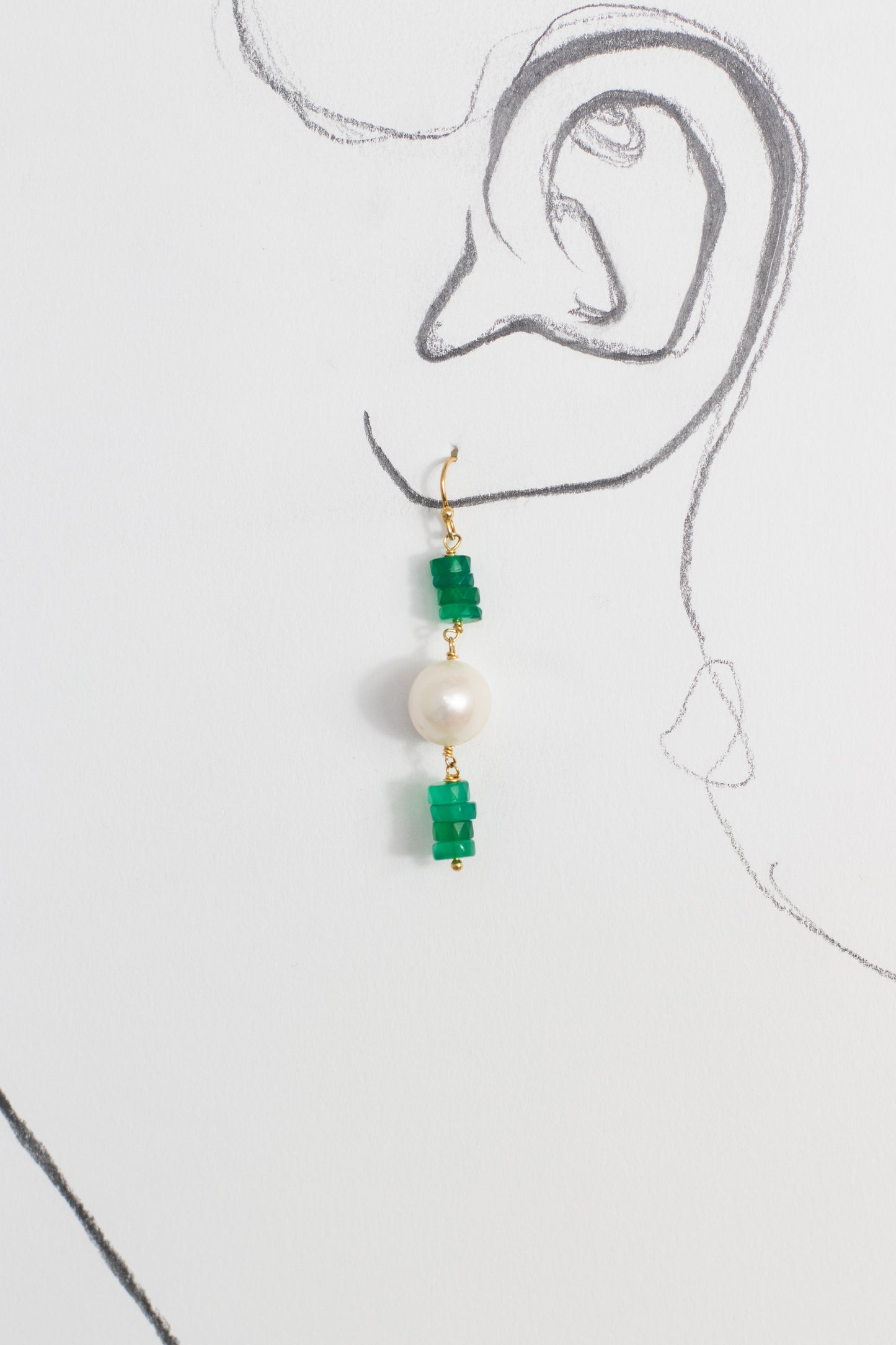 Pearl green agate earrings