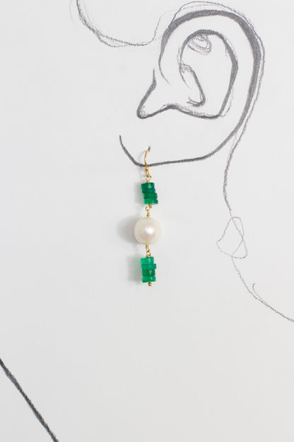 Pearl green agate earrings