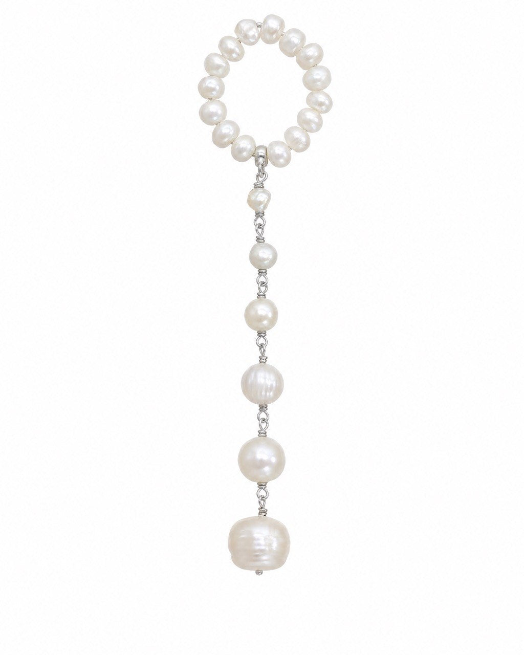 Pearl tiny tassel ring