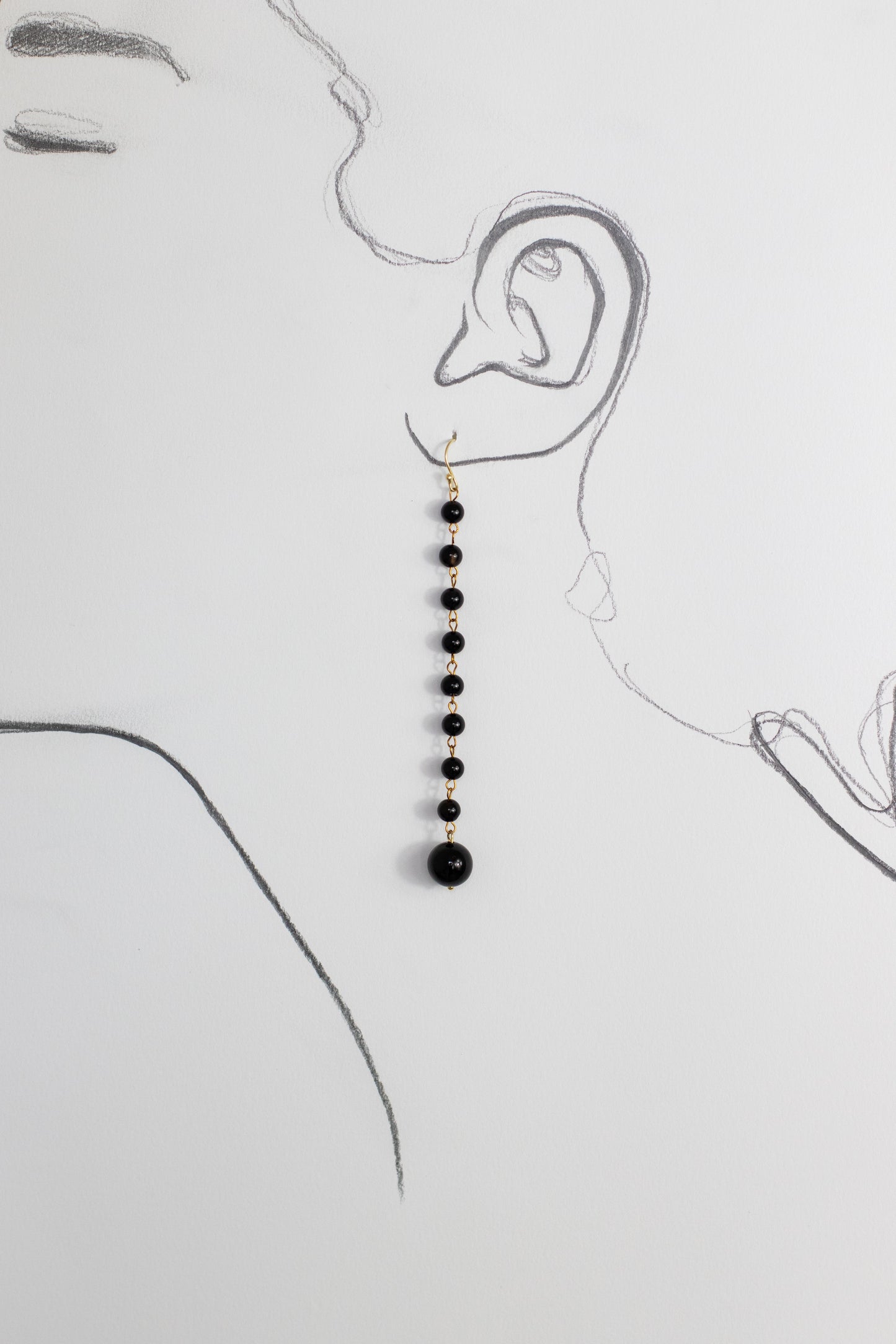 Black onyx long earrings