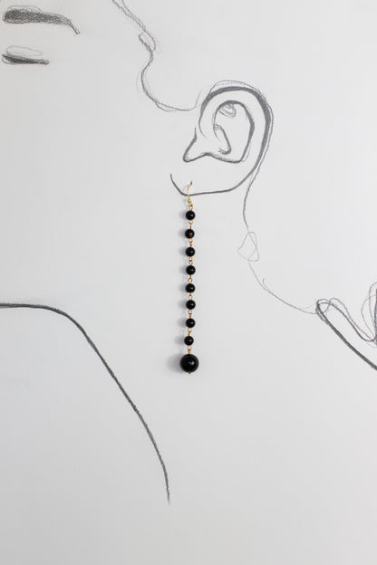 Black onyx long earrings