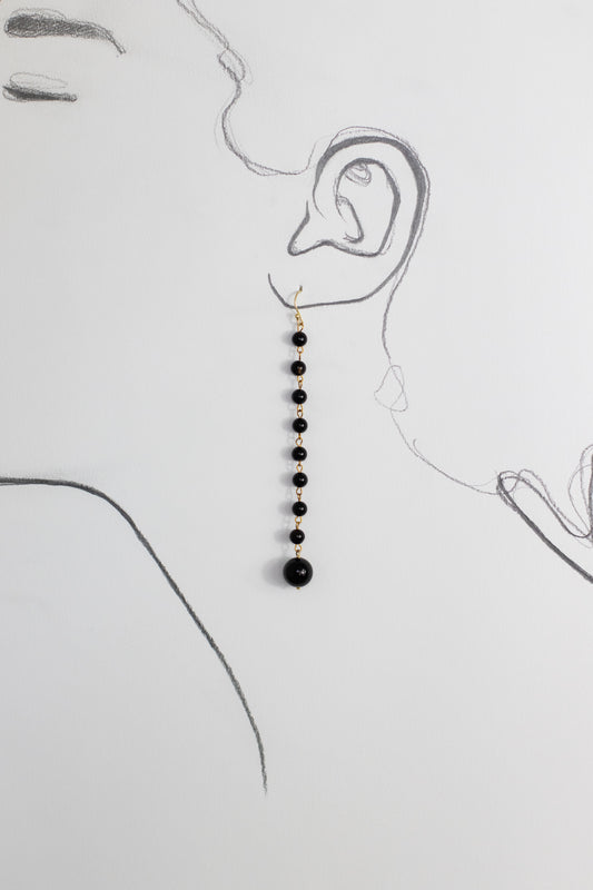 Black onyx long earrings