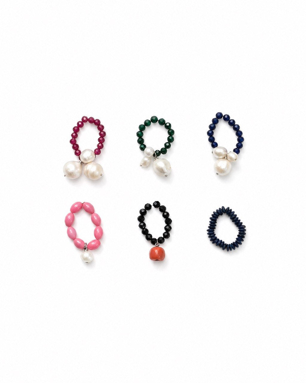 Coral black spinel ring