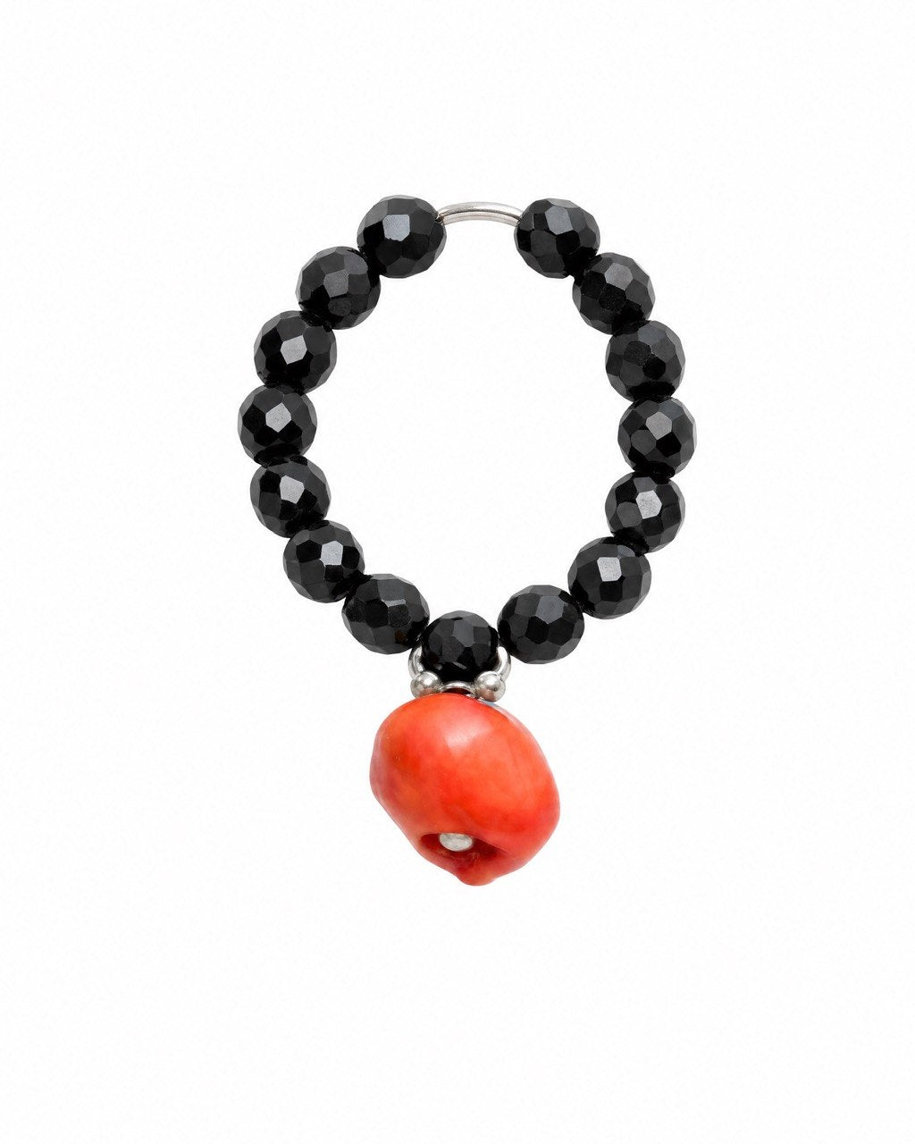 Coral black spinel ring