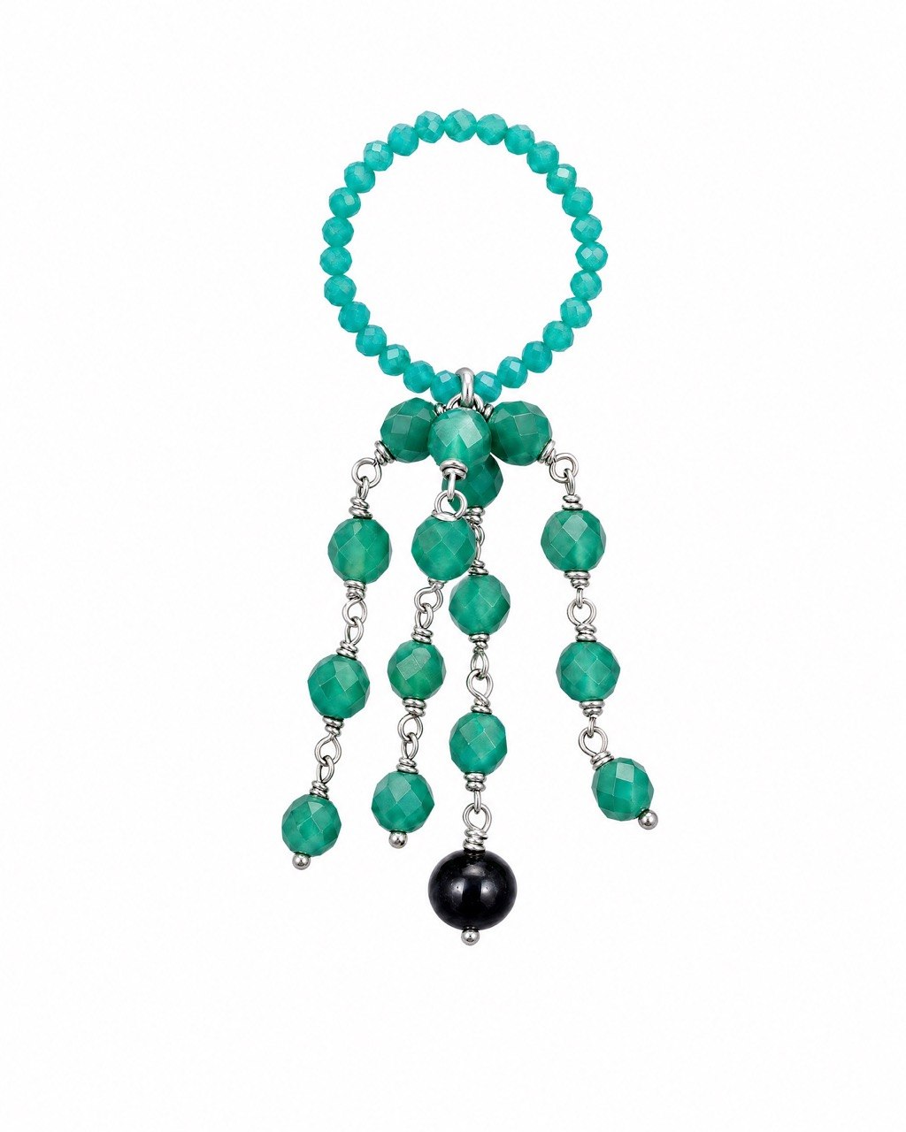 Green Agate Tassel ring