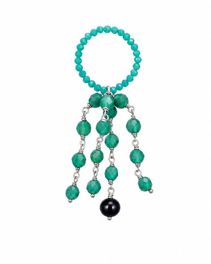 Green Agate Tassel ring