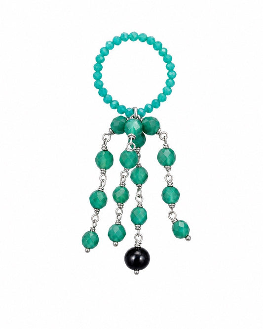 Green Agate Tassel ring