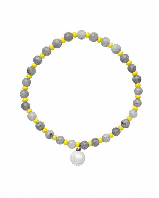 Labradorite yellow beads anklet