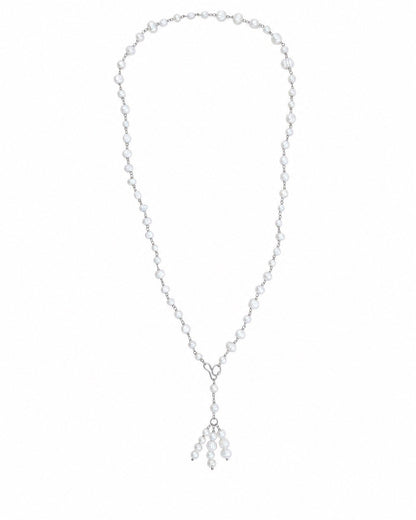 White pearl rosary necklace