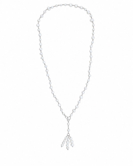White pearl rosary necklace