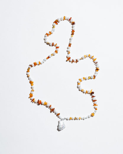 Amber and Pearl Necklace