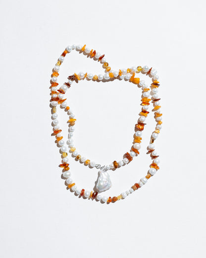 Amber and Pearl Necklace