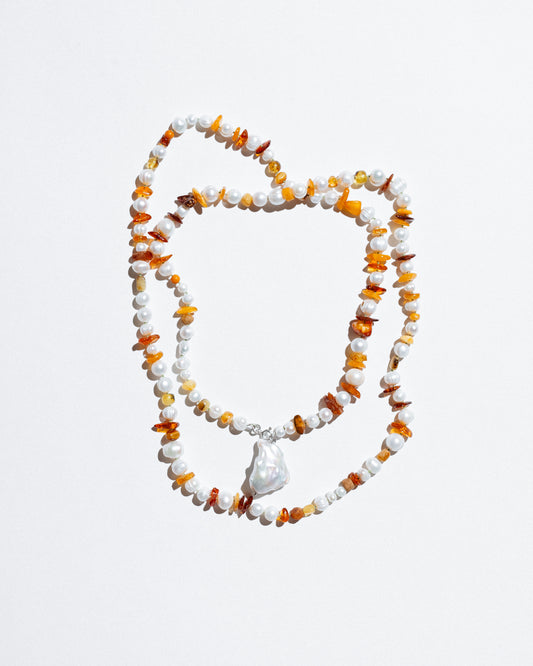 Amber and Pearl Necklace