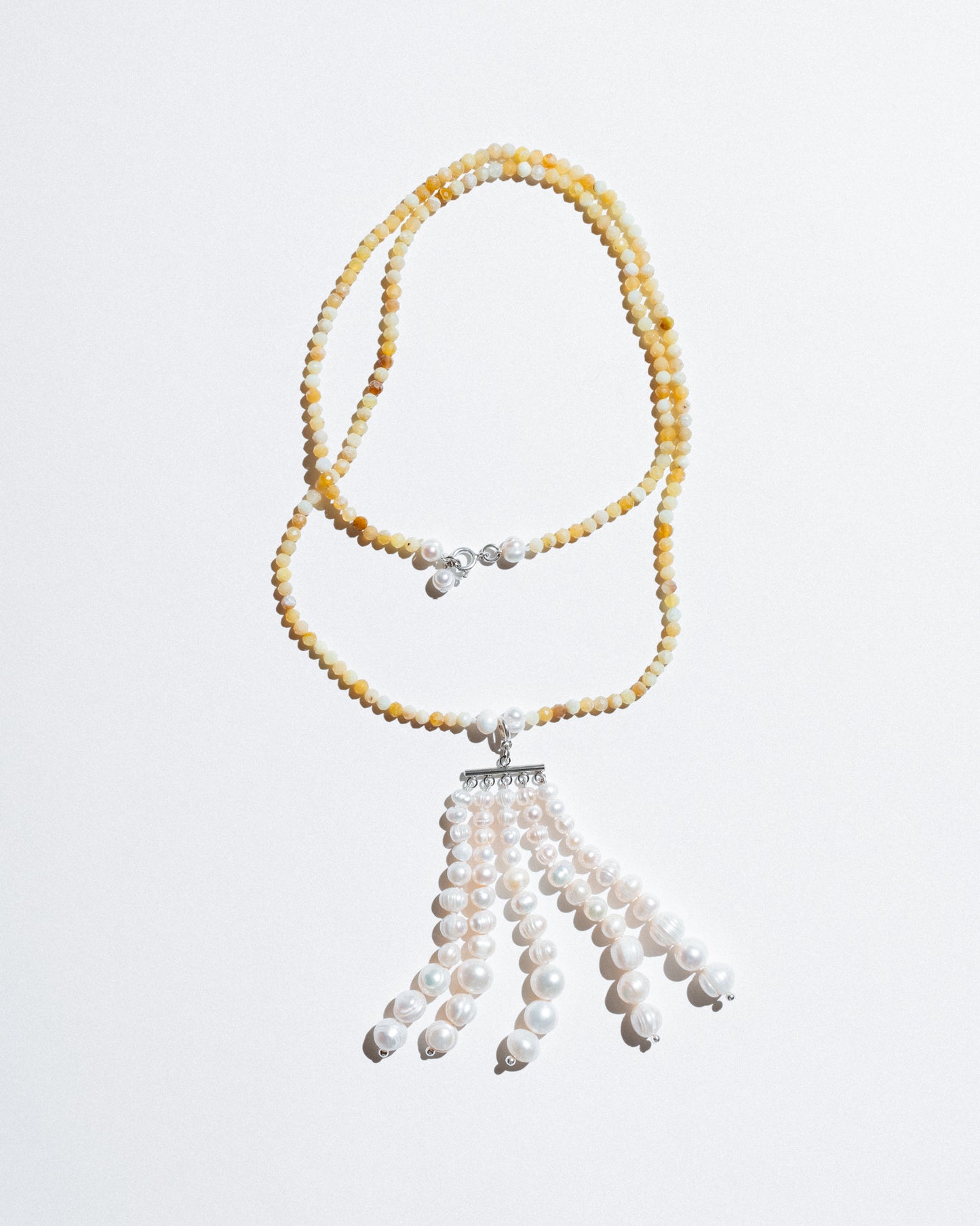 White Five-Strand Pearl Tassel