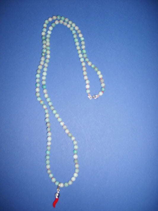 Long amazonite necklace with pepper charm