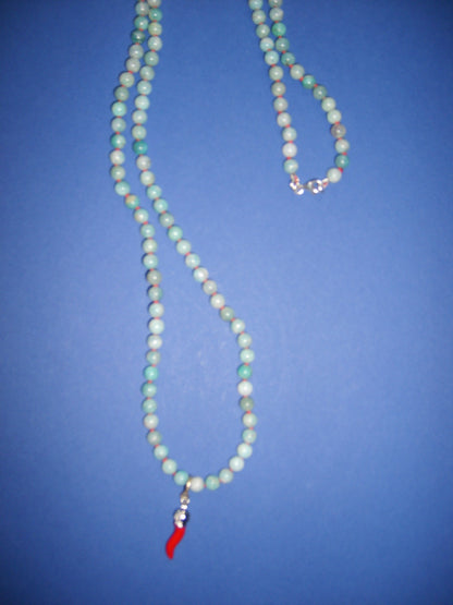 Long amazonite necklace with pepper charm