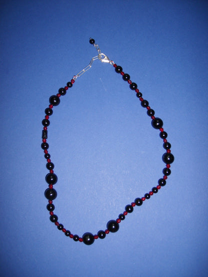 Long black onyx with pomegranate necklace