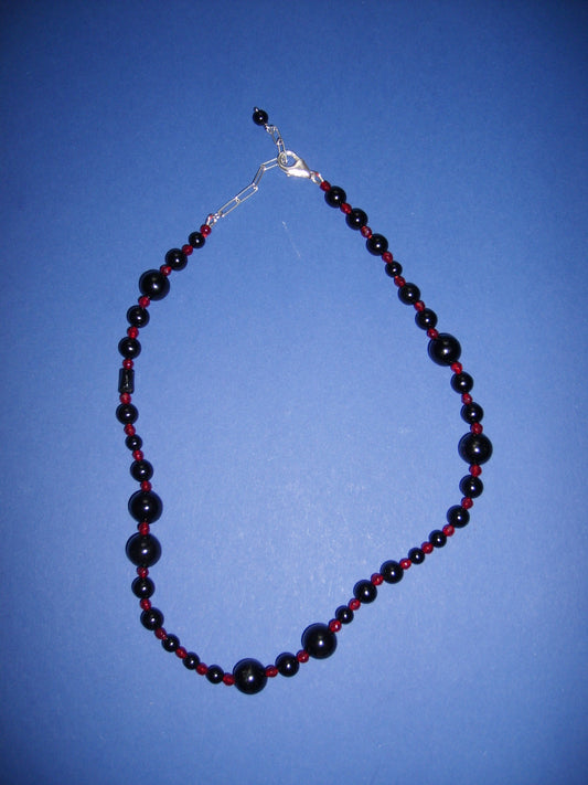 Long black onyx with pomegranate necklace