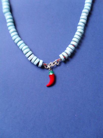 Turquoise Necklace with red pepper