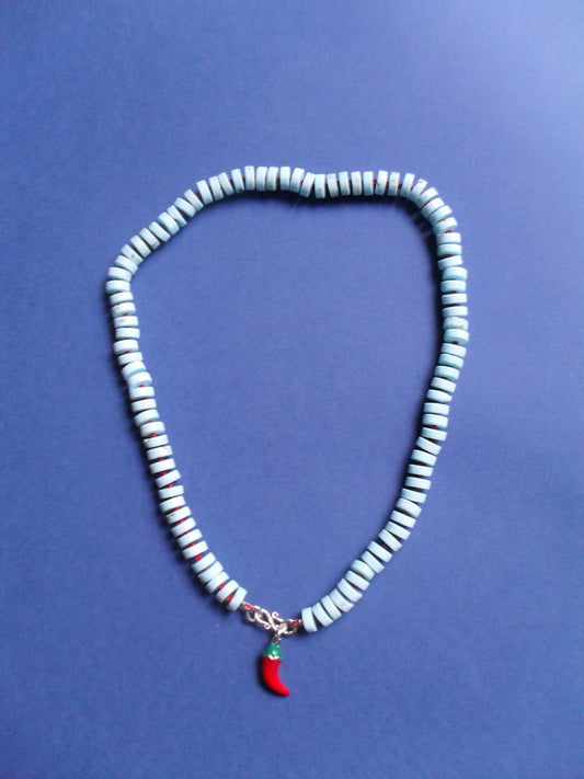 Turquoise Necklace with red pepper