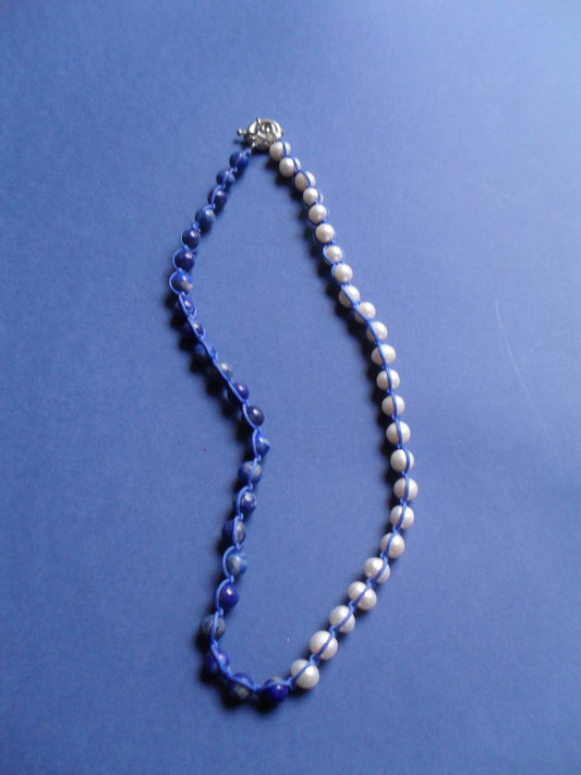 Lapis lazuli and pearl Atikim Necklace
