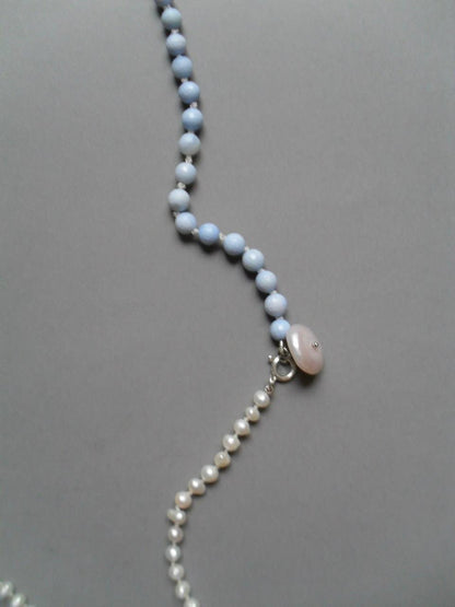 Long white and blue Necklace