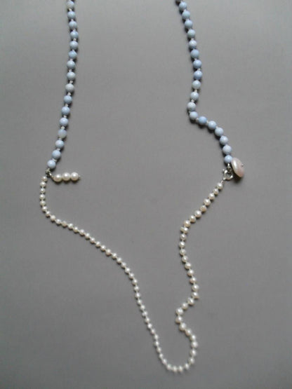 Long white and blue Necklace