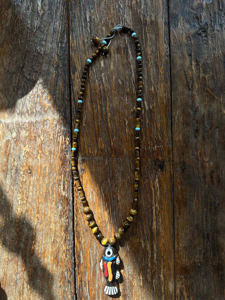 Tiger's eye necklace with fish