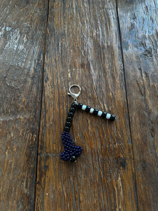 Beaded Blue Dick  key-ring