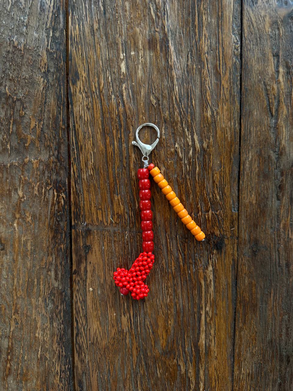 Beaded Red Dick  key-ring