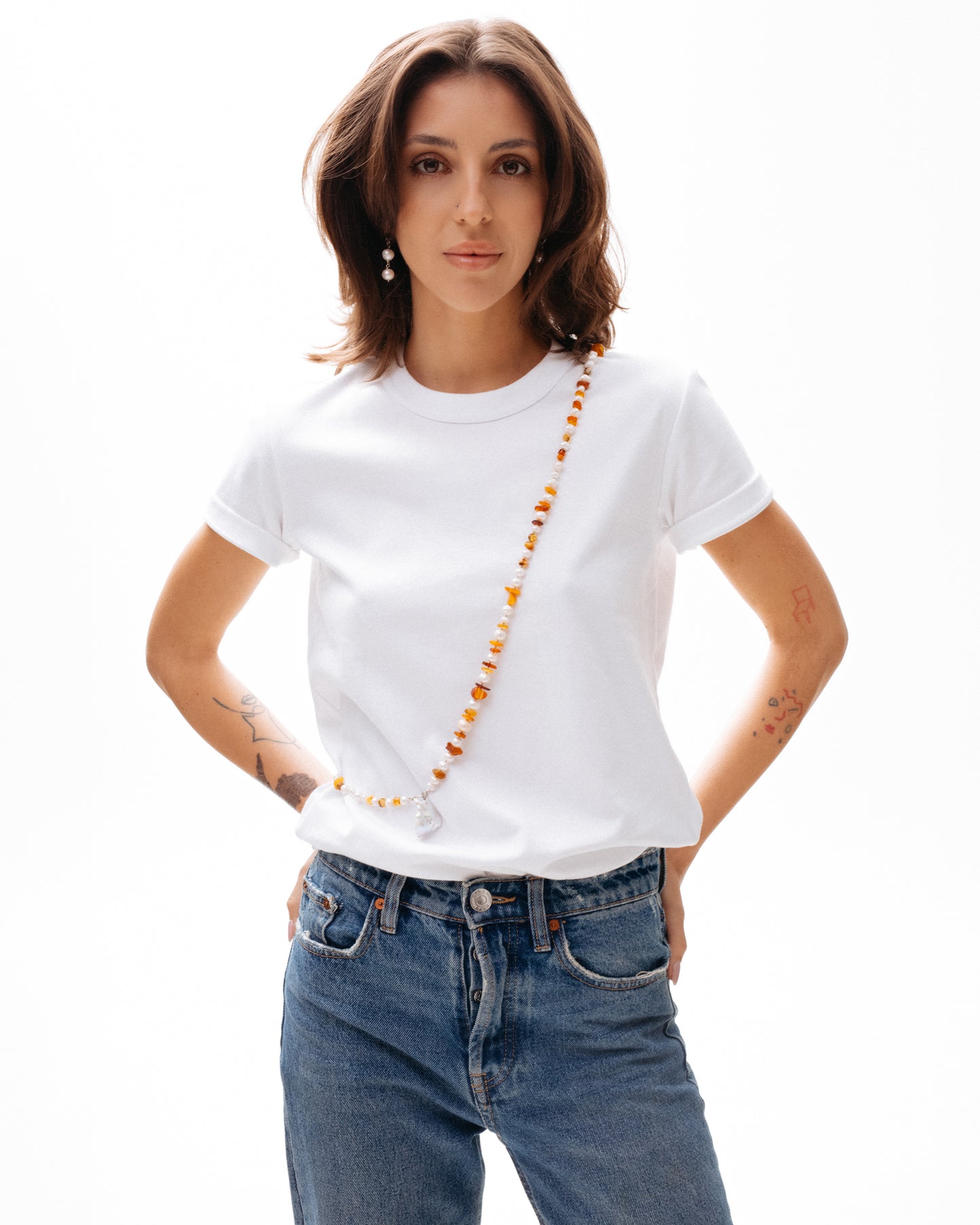 Amber and Pearl Necklace